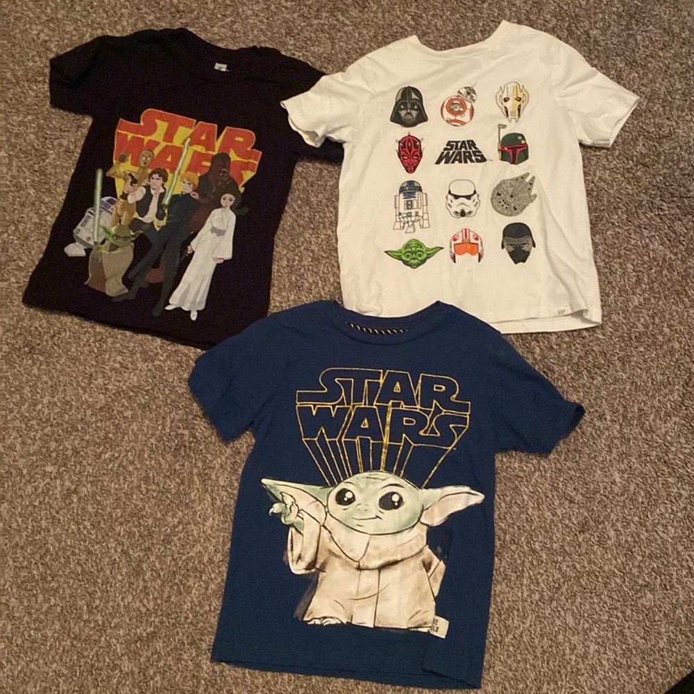 Kids Star Wars shirts, size XS.